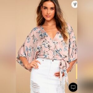 Breath of Life Blush Pink Floral Print Crop Top